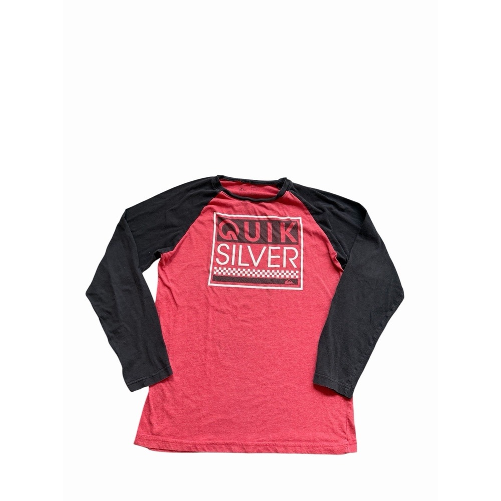 Men's Red And Black Quik Silver Surf T Shirt Long Sleeve Small